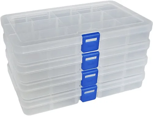 Miniatura 15 de DUOFIRE Recipiente organizador de plástico separador almacenador ajustable compartimento modular con tapa para joyas abalorios aretes herramientas