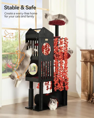 Miniatura 3 de FourFurPets Árbol Gótico para Gatos, Torre para Gatos de 67" para Gatos de Interior, Árbol para Gatos Maine Coon para Gatos Grandes de 20 libras+