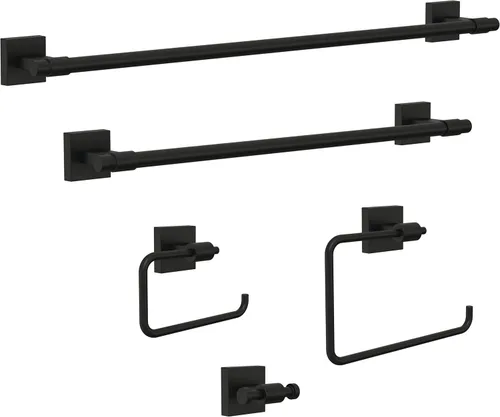 Miniatura 3 de Franklin Brass Maxted (1 paquete) Barra para toallas de 18 pulgadas para baño, barra para toallas color negro mate para pared de baño, soporte