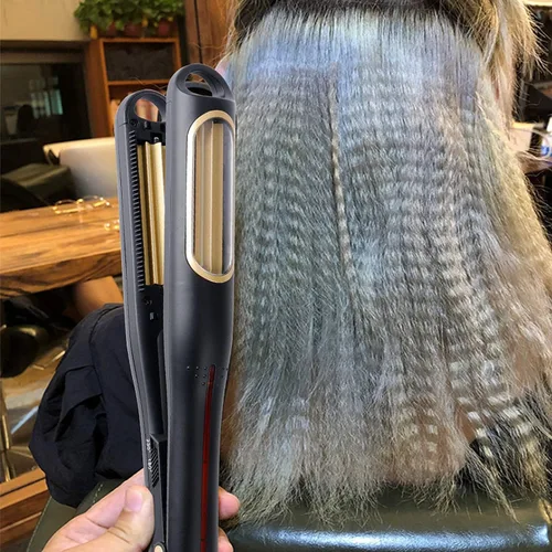 Miniatura 8 de Hann Plancha para prensar cabello automático, rizador de peinado esponjoso voluminizador, rizador de corrugado, antiestático, temperatura ajustable