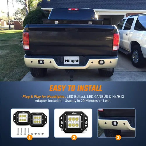 Miniatura 5 de Nilight - NI23C-18W 2 piezas de 18 W de luz LED de inundación para trabajo, luces de conducción, barra de luz LED, luces LED todoterreno, montaje