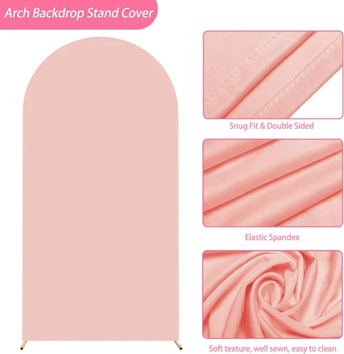 Miniatura 94 de Putros Cubierta de Arco de Boda 6 Pies Beige Spandex Ajustada Parte Superior Redonda Chiara Cubiertas de Soporte de Fondo para Decoración de Bodas