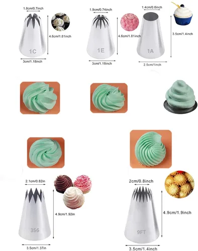 Miniatura 3 de Puntas de Glaseado Grandes, Punta de Manga Pastelera Eclair Churro Macaron Estrella Redonda para Decorar Pasteles, Cupcakes, Galletas, 5 Piezas F