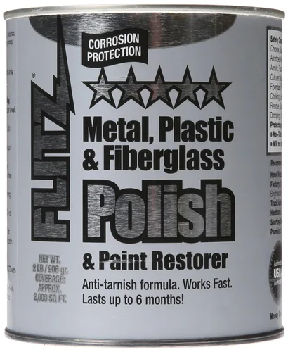 Flitz Pasta de esmalte de metal, lata de 2 libras de pulido hecho en Estados Unidos para cromo sólido, acero inoxidable, aluminio, no abrasivo para
