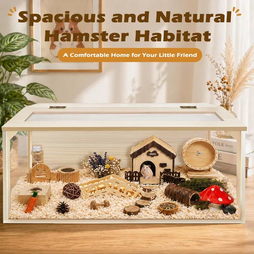 Miniatura 6 de Prolee Jaula para Hámster de Madera a Prueba de Mordidas, Hábitat de 48 Pulgadas para Ratones y Ratas con Parte Superior Abrible con Láminas Roble