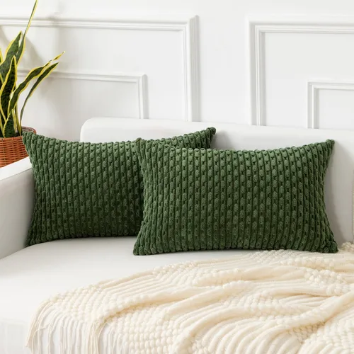 Miniatura 63 de Kevin Textile - Juego de 2 fundas de almohada decorativas de pana de 22 x 22 pulgadas, suaves, estilo bohemio, a rayas, decoración moderna del hogar