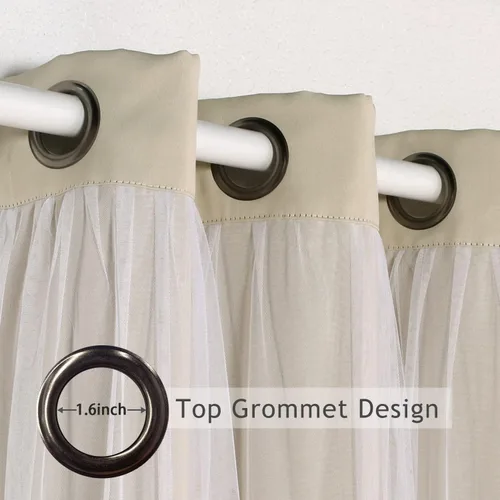 Miniatura 6 de BONZER Cortinas opacas con superposición transparente, mezcla y combina paneles de ventana de doble capa con aislamiento térmico para sala de estar