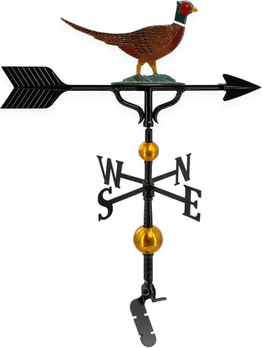 Miniatura 2 de Montague Metal Products Veleta de lujo de 32 pulgadas con adorno de faisán negro satinado