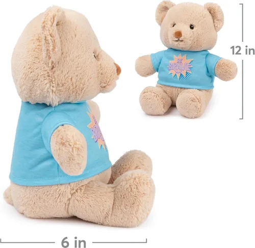 Miniatura 6 de GUND "Be Brave" Oso de Mensaje Sostenible con Camiseta Azul, Oso de Peluche Hecho de Materiales 100% Reciclados para Edades de 1 Año en Adelante
