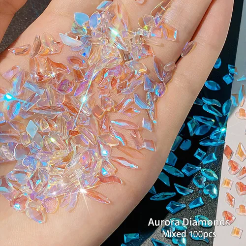 Miniatura 12 de Diamantes de imitación para uñas, 300 piezas de cristales AB, gemas de múltiples formas, diamantes de imitación de parte trasera plana, para arte