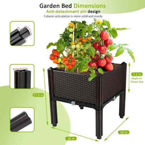 Miniatura 3 de Jardineras elevadas para plantas al aire libre con patas, jardineras rectangulares elevadas, jardín, patio, balcón, terraza para plantar flores