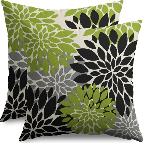 Miniatura 80 de Fundas de Almohada Azul Aguamarina 16X16 Pulgadas Juego de 2, Flores de Dalia Primavera Verano Floral Crema Fundas de Almohada Decorativas