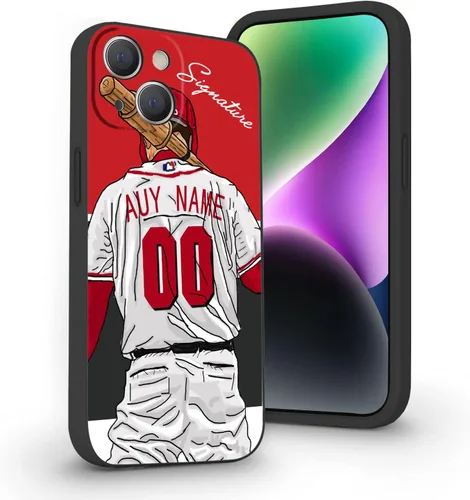 Funda de béisbol con nombre y número personalizados para iPhone 17 Air 16 15 Pro Max 14 13 Mini 12 11 Xs Xr SE3 8 7 6 Plus, silicona líquida con