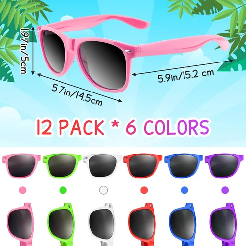 Miniatura 24 de ASTARON Paquete de 12 lentes de sol de fiesta de neón a granel para playa, boda, fiesta, piscina, suministros de fiesta