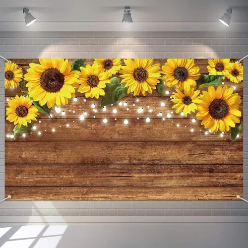 Tatuo Fondo rústico de girasoles de 6.1 x 3.6 pies, fondo de fotografía de girasoles, fondo marrón para fotografía, fondo de pared para estudio