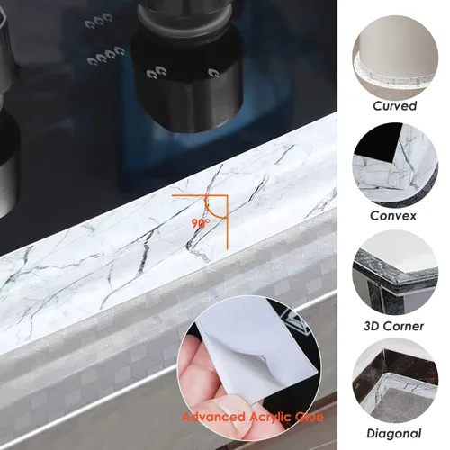 Miniatura 4 de Cinta de calafateo para cocina y baño de 1.5" * 10.5', pegamento acrílico mejorado, PVC autoadhesivo impermeable, cinta de calafateo, moldura