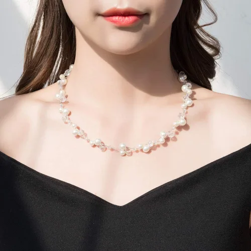 Miniatura 4 de Collar corto de turquesa con cuentas para mujer, joyería de moda con perlas y cuentas de cristal, regalos de cumpleaños para mujer