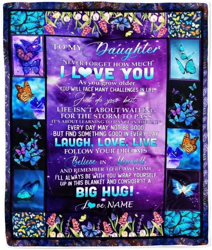 Miniatura 16 de Manta personalizada con texto en inglés «To My Amazing Daughter from Mom Dad Lion Never Forget I Love You Daughter», manta de forro polar