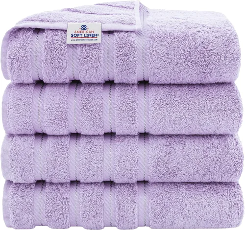 Miniatura 97 de American Soft Linen - Juego de 4 toallas, 100% de algodón turco, 27 x 54 pulgadas, tamaño extragrande, toallas para la ducha, color amarillo