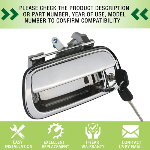 Miniatura 6 de Manija de Compuerta Trasera Manija de Pestillo de Compuerta Trasera con Cilindro de Cerradura de Llave Cromado Compatible con Toyota Tundra