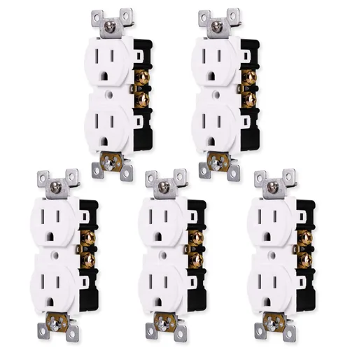 Miniatura 8 de GE Enchufe dúplex a tierra, receptáculo de pared, tomas resistentes a manipulaciones, toma eléctrica de 3 puntas, fácil de instalar, 15 amperios