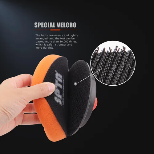 Miniatura 7 de SPTA 2 placas de respaldo flexible rotativas RO, almohadilla de respaldo suave de poliuretano de cara de aro y bucle utilizada en pulidora rotativa