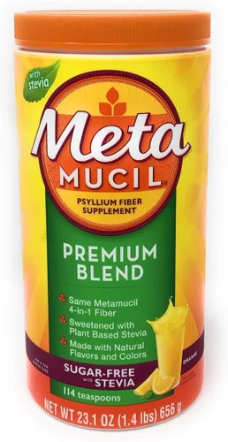 Miniatura 15 de Metamucil 4-en-1 suplemento de fibra de cáscara de psyllium, sin azúcar, 72 cucharaditas, sabor a naranja, fibra diaria en polvo para la salud