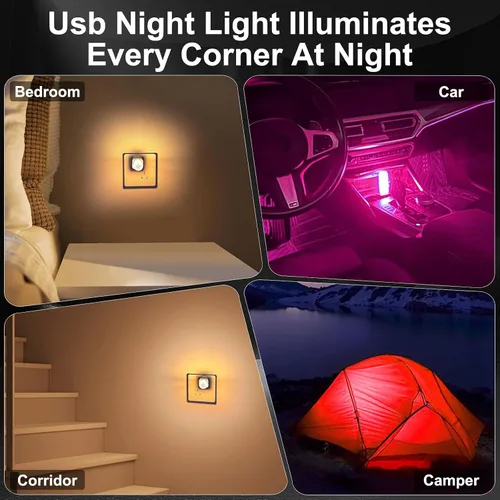 Miniatura 6 de 2 PCS Bombillas de Luz Nocturna USB para Automóvil, Luces Ambientales para Interiores de Automóvil con Atenuación Táctil, Decoraciones de Lámpara