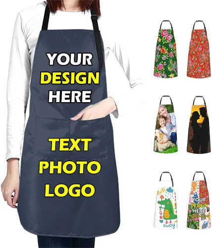 Miniatura 20 de Delantales impermeables personalizados para diseñar tu propia imagen, logotipo, texto, añadir fotos, delantal para cocinar hornear, 33 x 27.5