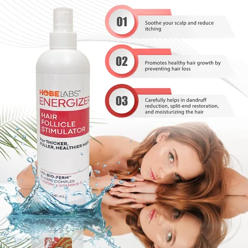 Miniatura 3 de Hobe Labs Energizer - Estimulador de folículos capilares con jojoba y vitamina B-5 para cabello más grueso y completo, 12 onzas