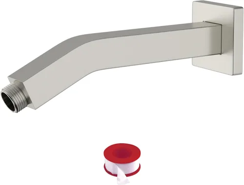 Miniatura 25 de Lordear Brazo de ducha montado en la pared, tubo de ducha de 12 pulgadas con brida, vástago de ducha redondo de 1/2 NPT para cabezal de ducha, negro