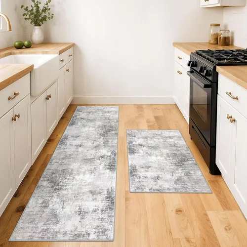 Miniatura 987 de IOHOUZE Alfombra abstracta lavable de 3 x 12 pies para pasillos, antideslizante para cocina, camino de entrada de lana sintética para interiores