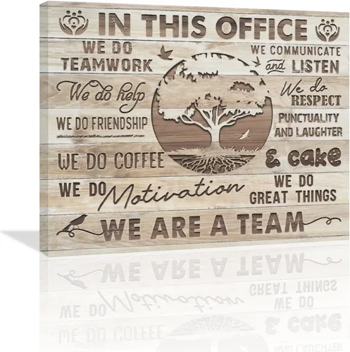 Miniatura 21 de At In This Office - Arte de pared inspirador para oficina, citas motivacionales, imágenes, lienzo, arte de pared con texto en inglés, We Are A Team