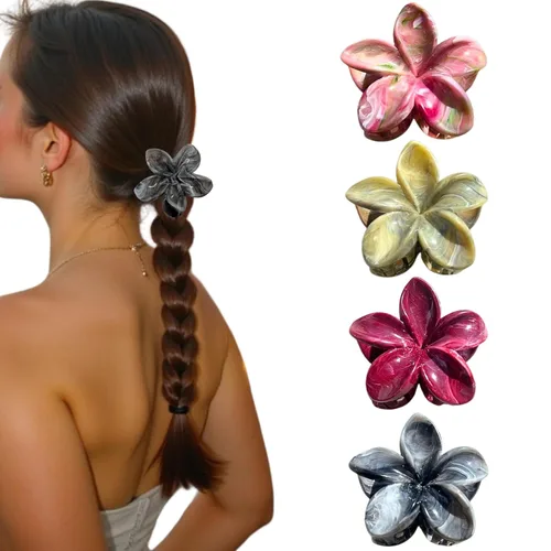 Miniatura 10 de Pinzas para el pelo de flores para mujeres y niñas, de cabello grueso a fino, medianas, bonitas, pinzas decorativas de plumeria, accesorios