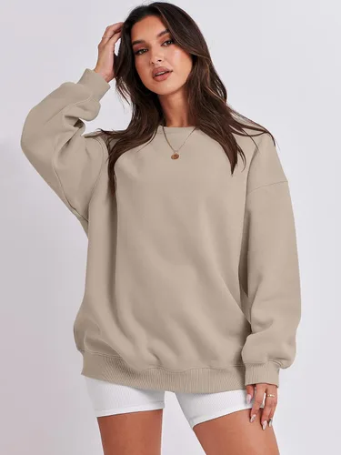 Miniatura 5 de ANRABESS Sudaderas de gran tamaño con capucha para mujer, cuello redondo, sin botones, ropa casual de otoño, ropa de preparación, adolescentes