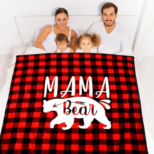 Miniatura 2 de VitalCozy 2 piezas de pantuflas de mamá oso regalo para mamá, mamá, oso, manta a cuadros de búfalo para asistentes administrativos, manta de regalo