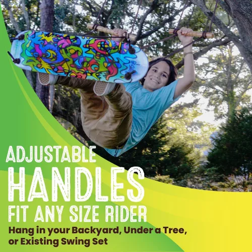 Miniatura 5 de Swurfer TreeSkate - Columpio de árbol para patineta, columpio de surf para exteriores, equipo de juego para niños y adultos, soporta hasta 200 Verde