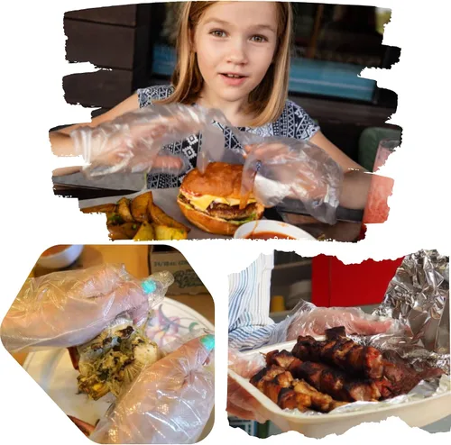 Miniatura 6 de HYGYNX Disposable Table Top Poly Gloves, Individually Wrapped Gloves Food Handling Gloves, Dining Gloves