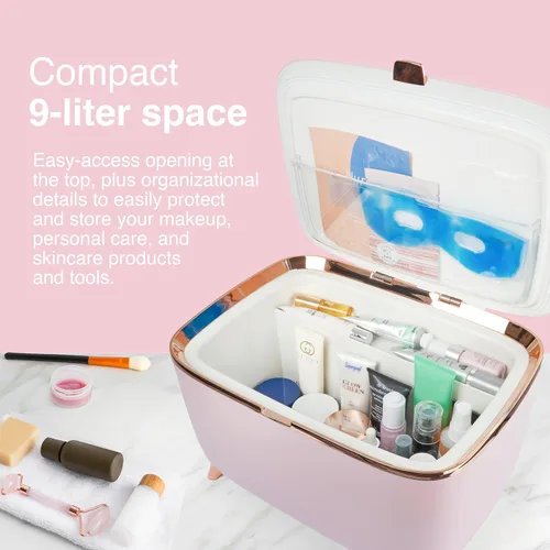 Miniatura 2 de Cooluli Glam Mini Refrigerador para el Cuidado de la Piel de 9L - Mini Refrigerador Rosa para Accesorios de Cuidado de la Piel, Maquillaje, Blanco