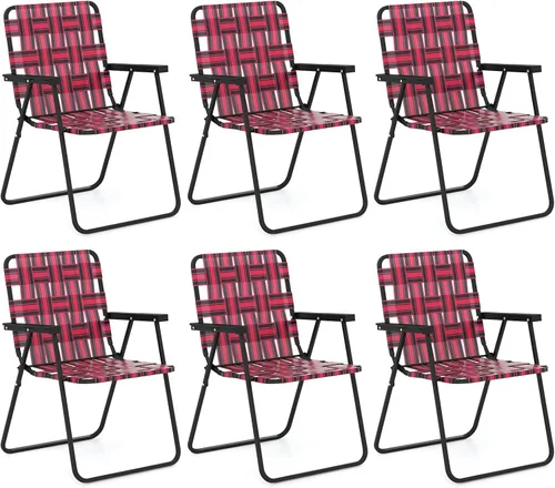Miniatura 15 de GYMAX Silla plegable, juego de sillas de césped para patio con reposabrazos, paquete de 2 sillas de comedor ligeras para interiores y exteriores