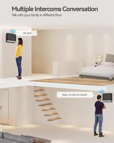 Miniatura 5 de TMEZON Sistema de intercomunicador con vídeo con cable, timbre de puerta de vídeo de 7 pulgadas con soporte de visión nocturna, desbloqueo remoto