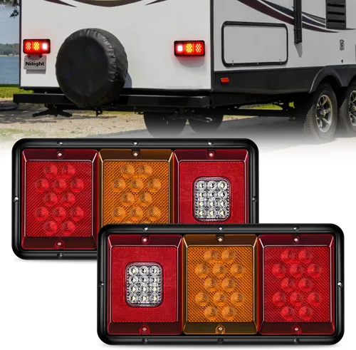 Miniatura 14 de Nilight Luz trasera LED ovalada de 6 pulgadas para remolque, roja, blanca y ámbar, 6 piezas, impermeable, parada, freno, señales de giro, reversa