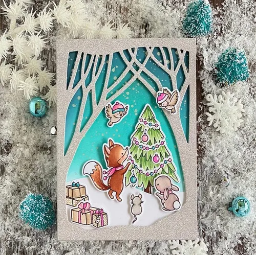 Miniatura 5 de Marco de árboles de muñeco de nieve troquelados de metal, plantillas de corte de árboles de muñeco de nieve para manualidades, tarjetas de álbumes