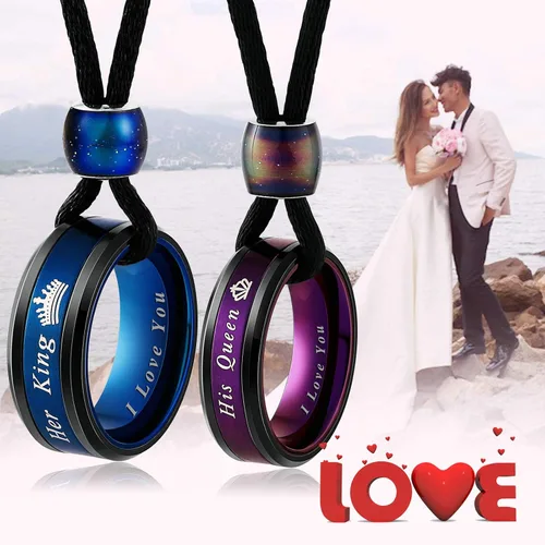 Miniatura 6 de Aeici Couple Necklaces for Him and Her Stainless Steel His Queen Her King Crown Pendant Necklace for Women and Men