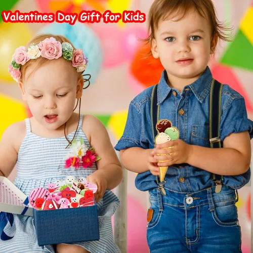 Miniatura 5 de JIALWEN Paquete de 32 juguetes esponjosos Mochi para niños, juguetes para ansiedad esponjosos, regalos de San Valentín, tarjetas de felicitación