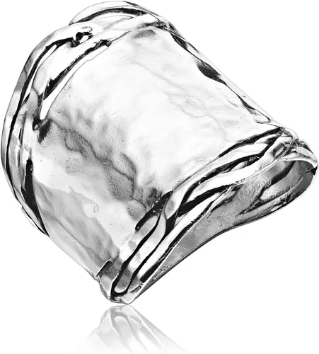 JEAN RACHEL JEWELRY Anillo de plata de ley 925, aspecto antiguo, hipoalergénico, sin níquel ni plomo, colección de diseñador artesanal hecha a mano,