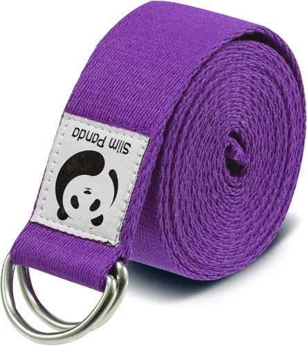 Miniatura 12 de Correa de yoga Slim Panda para estiramiento, Correa de yoga de algodón con hebilla ajustable en forma de D, Correa de yoga no elástica para pilates