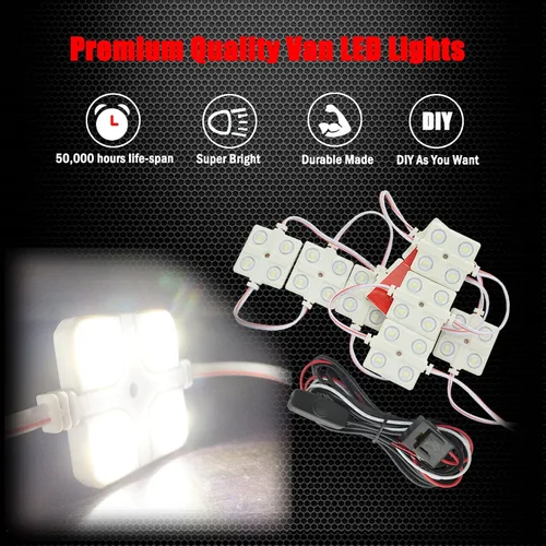 Miniatura 7 de Kit de luz LED interior Ampper, para furgoneta, Blanco