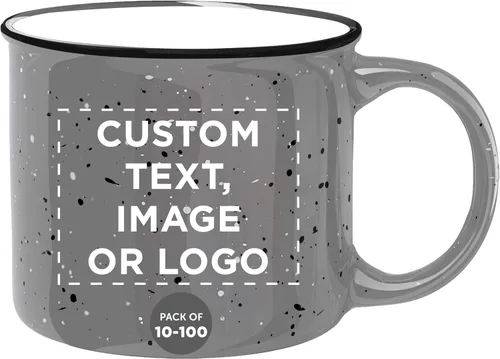 DISCOUNT PROMOS Tazas de café personalizadas de cerámica para fogata, 13 onzas, juego de 10/50/100, paquete personalizado a granel, perfecto para