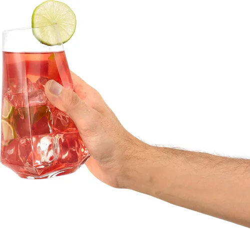 Miniatura 7 de JoyJolt Infiniti Highball - Juego de 4 vasos de cóctel de 18 onzas, juego de cristalería, cristal de alta calidad, diseño moderno y práctico, vasos